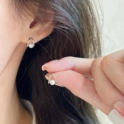 Teardrop Pearl Stud Earrings