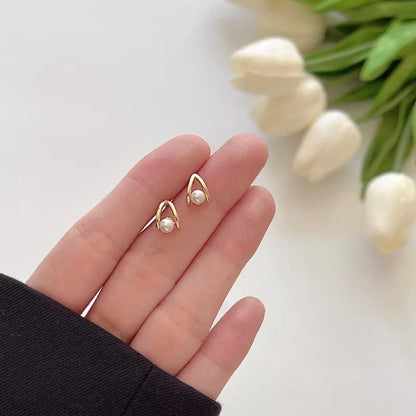 Teardrop Pearl Stud Earrings