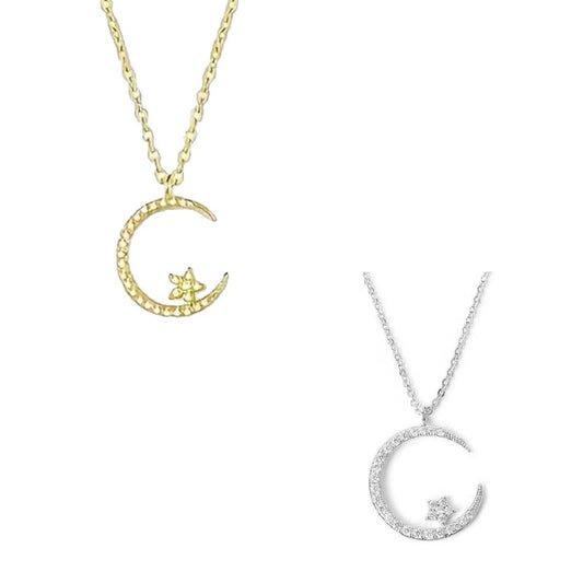 Star and Moon Necklace Set