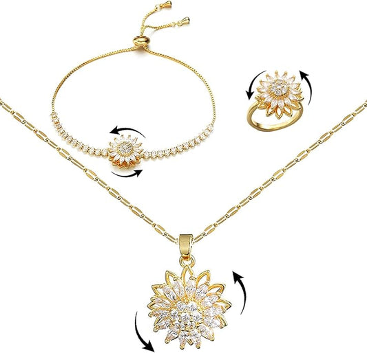 Sunflower Mood Jewelry Set – Rotatable Design