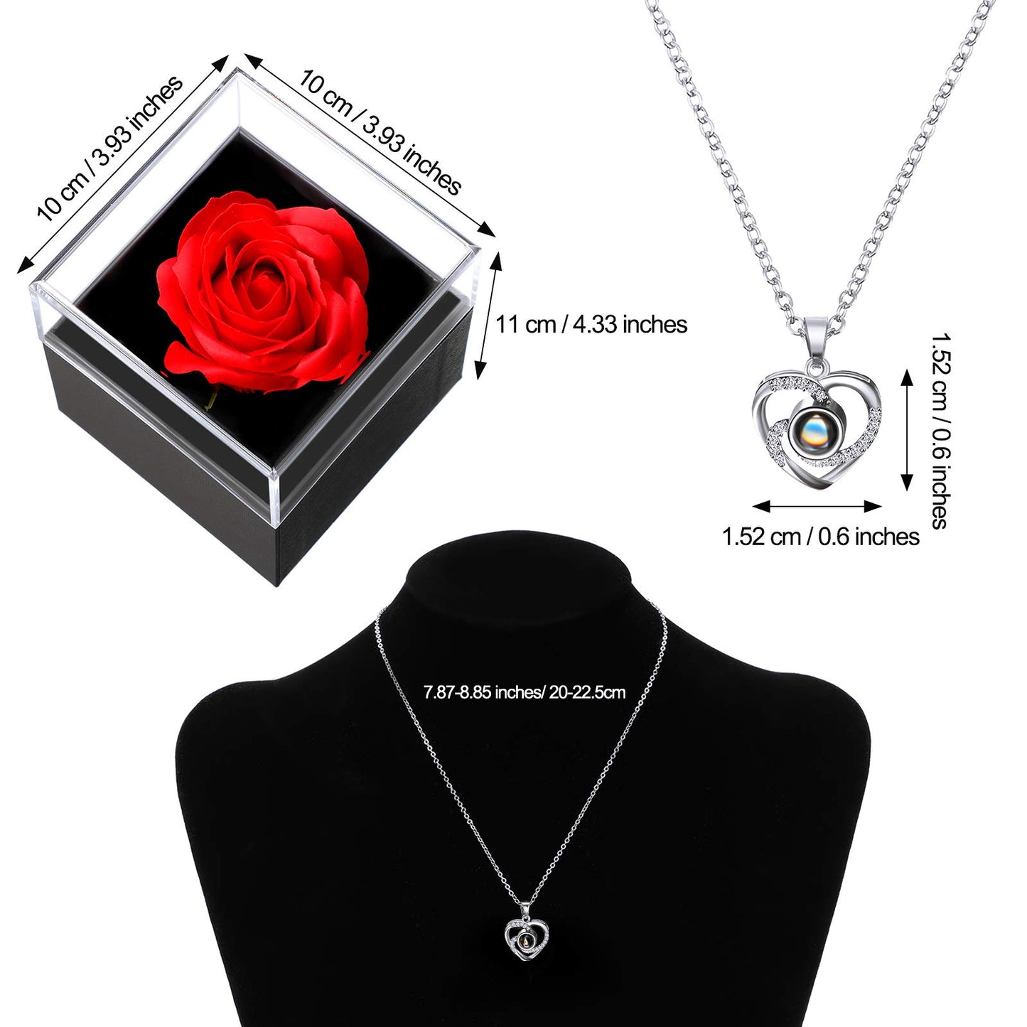 Collana con proiezione 'Ti Amo' in 100 lingue con scatola regalo rosa