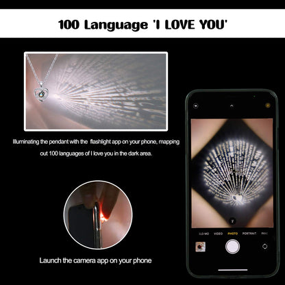100 Languages 'I Love You' Projection Necklace with Rose Gift Box
