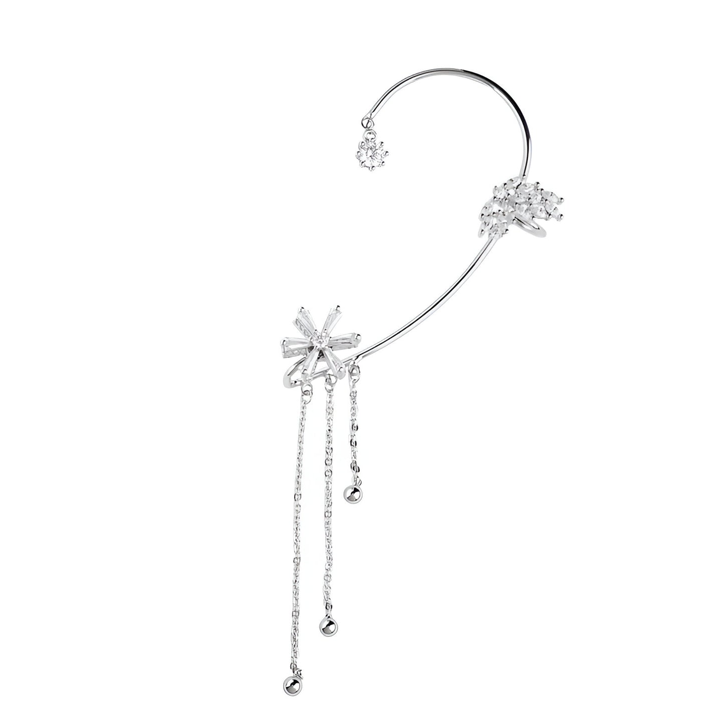 Rotating Floral Tassel Ear Cuffs
