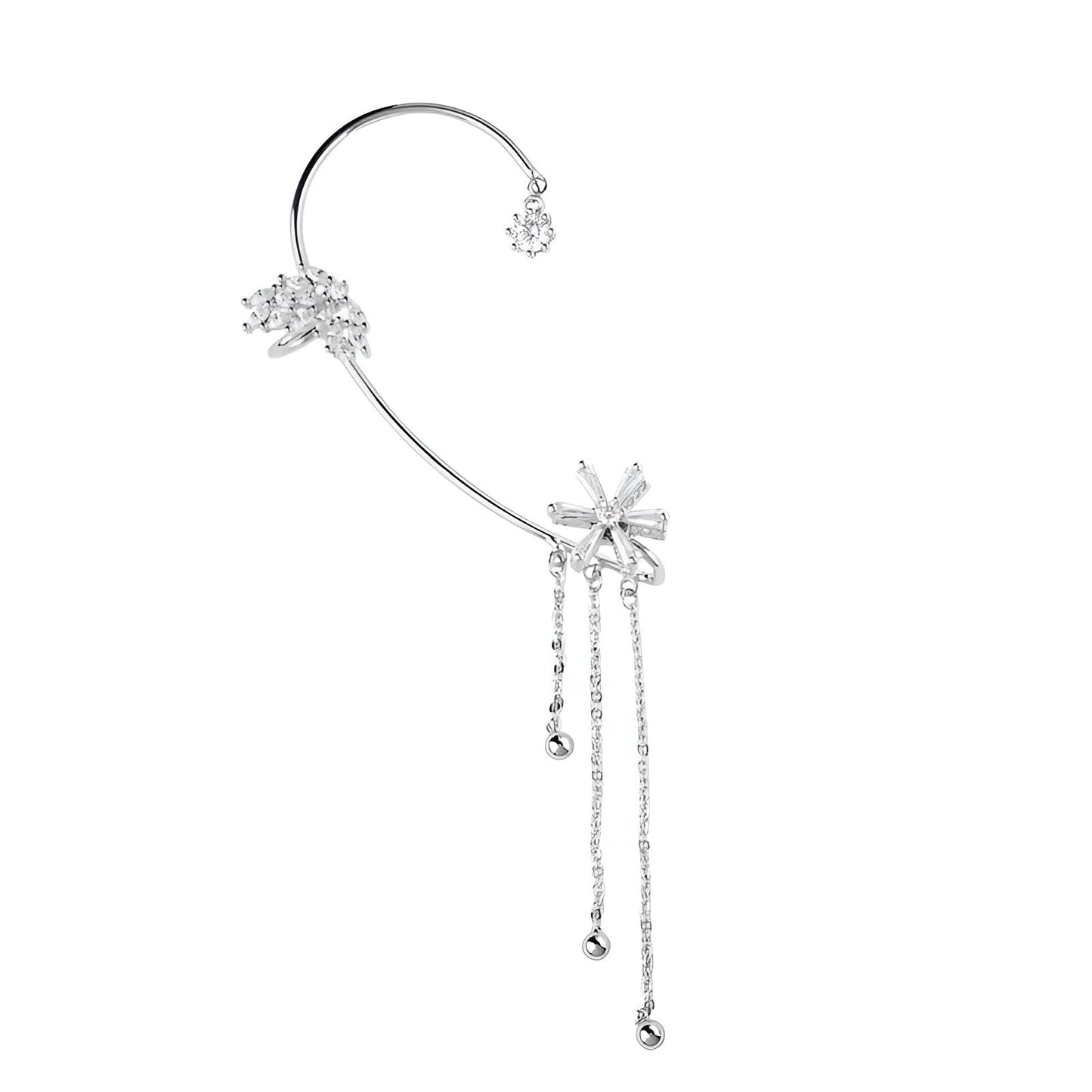 Rotating Floral Tassel Ear Cuffs