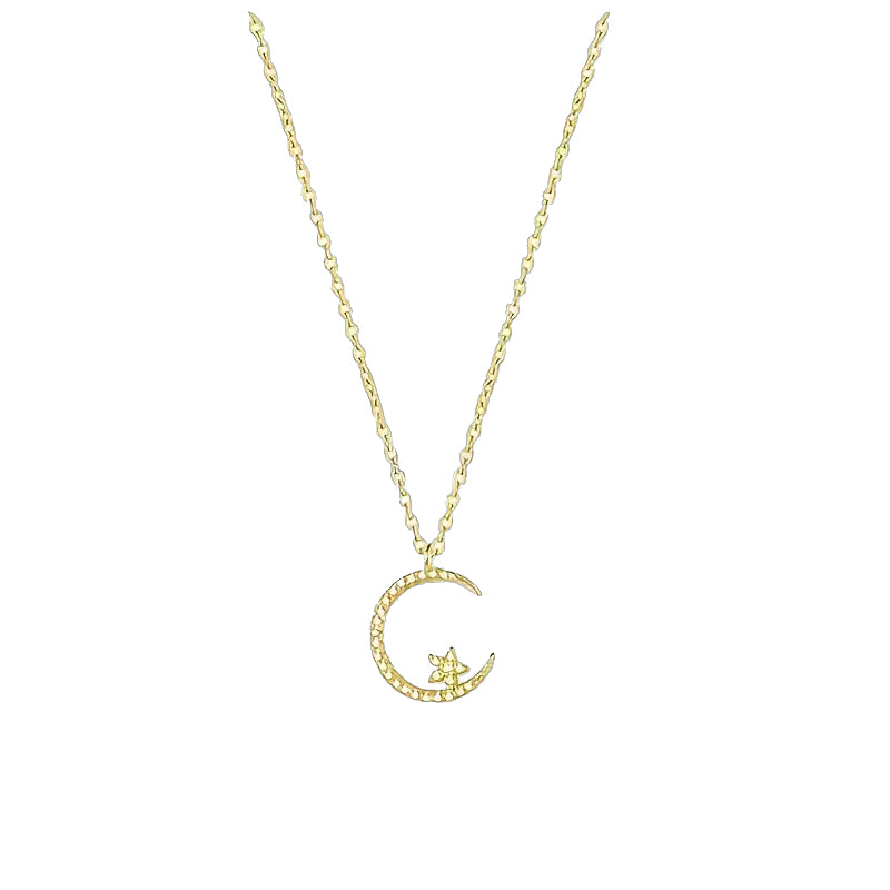 Star and Moon Necklace product render showing celestial pendant design
