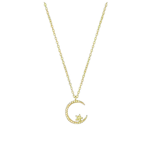 Star and Moon Necklace product render showing celestial pendant design
