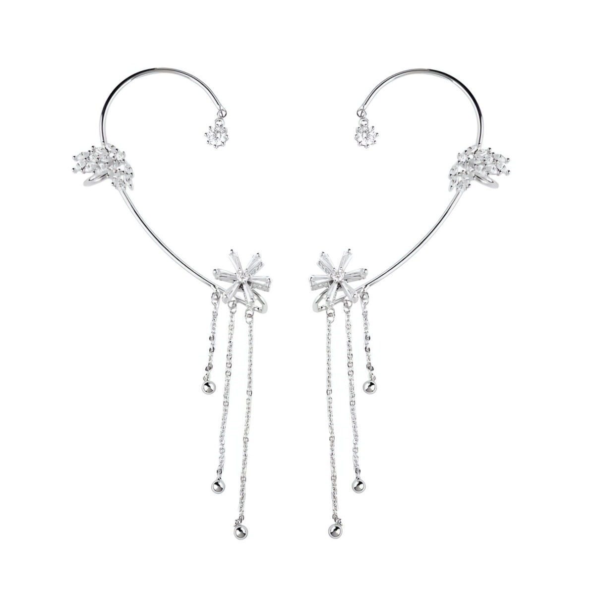 Rotating Floral Tassel Ear Cuffs