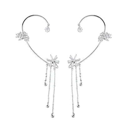 Rotating Floral Tassel Ear Cuffs