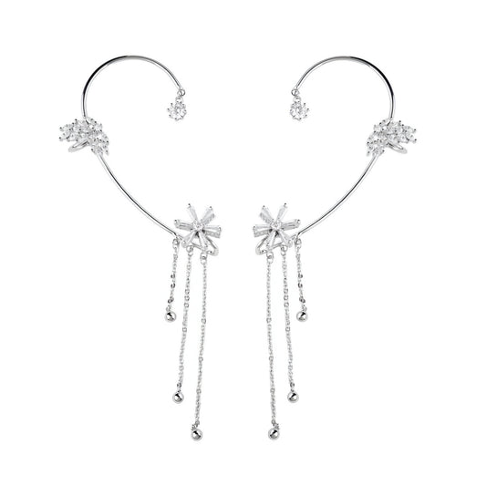 Rotating Floral Tassel Ear Cuffs